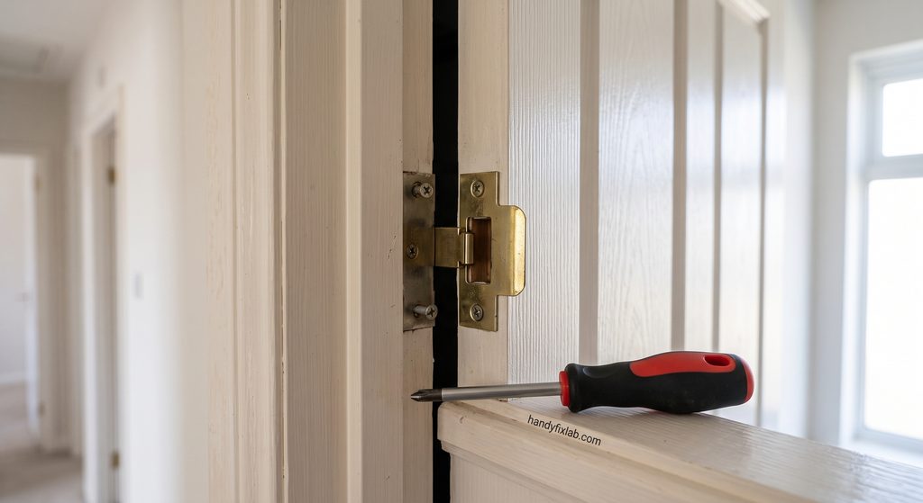 Checking the alignment between a door latch and strike plate