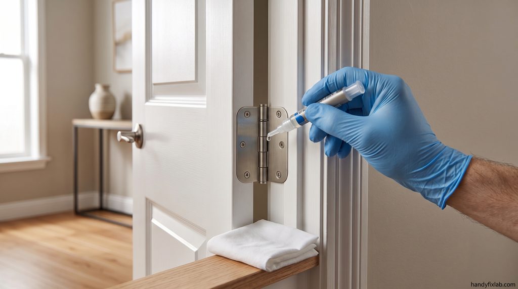 lubricating a squeaky door hinge