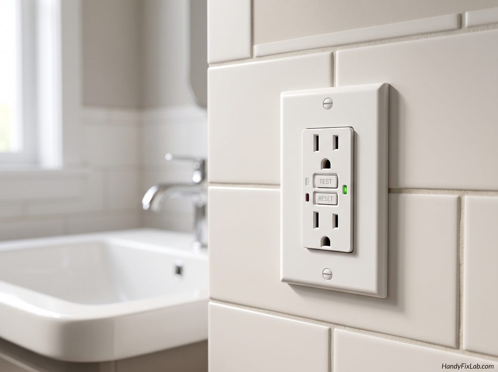 GFCI outlet with test and reset buttons