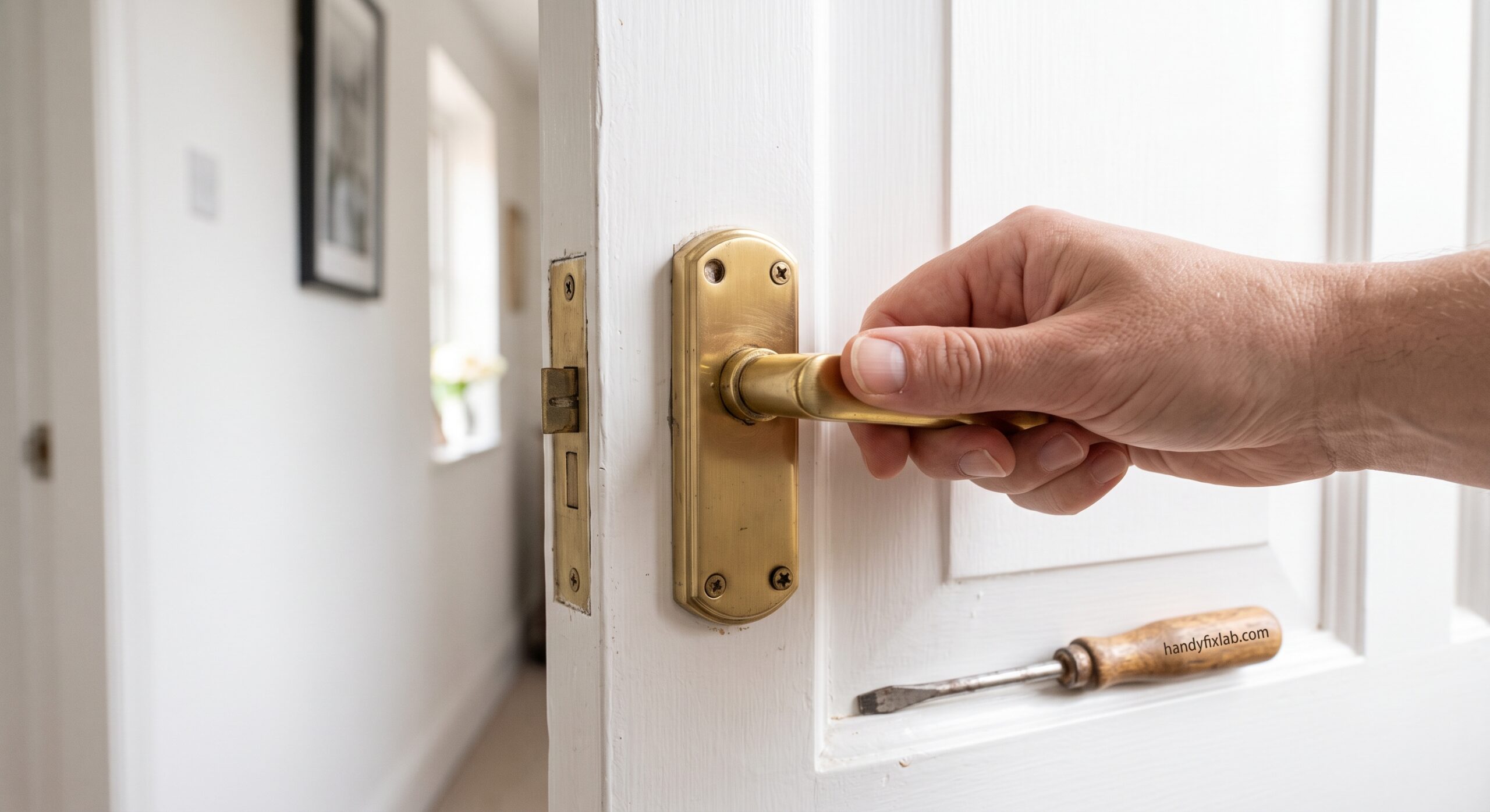 How to fix a loose door handle by tightening the handle screws